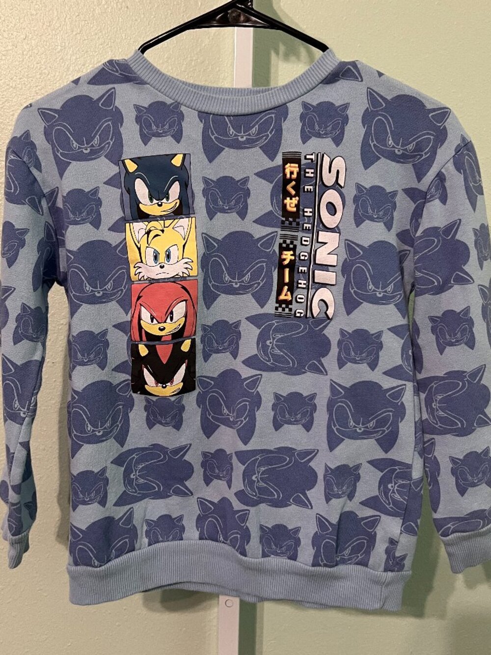 Sega Sonic the Hedgehog Blue Graphic Print Fleece Sweatshirt Kids Medium
